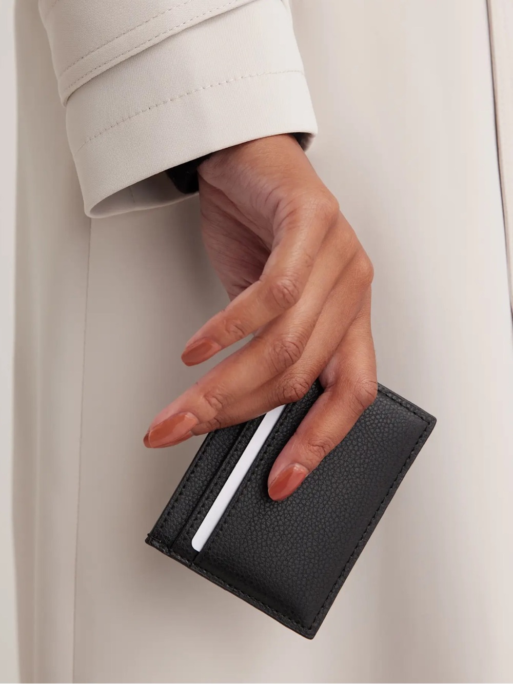Quince Black Pebbled Leather Slim Card & Key Holder